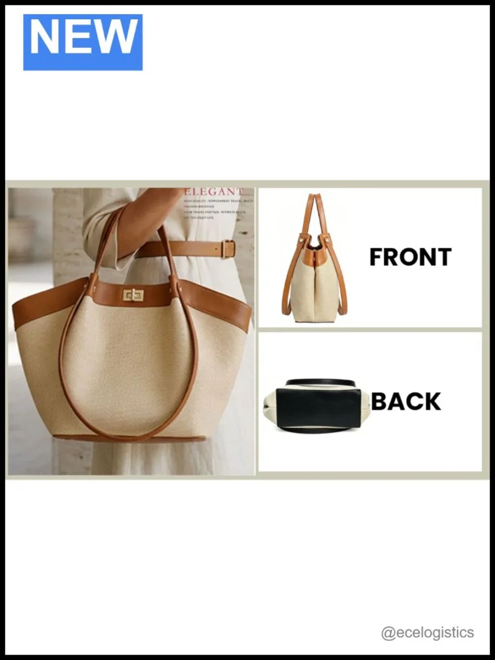Canvas & Faux Leather Women's Tote Bag Satchel Laptop Work Purse Shoulder